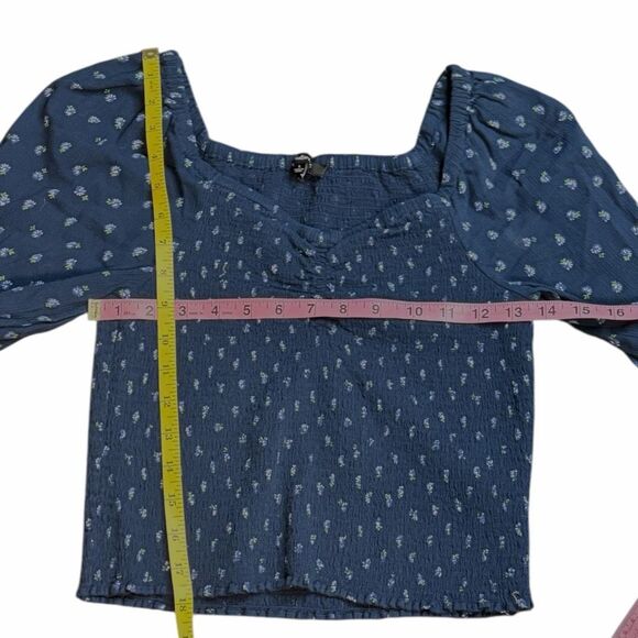 MADEWELL Women’s Classic Indigo Lucille Balloon Sleeve Smocked Top Size Large - Picture 7 of 7